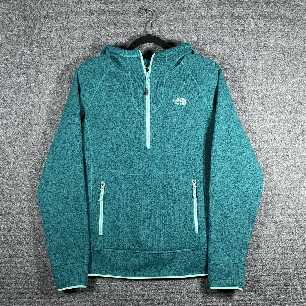 The North Face Printed Hooded Fleece Pullover Teal Womens Size Large #2775